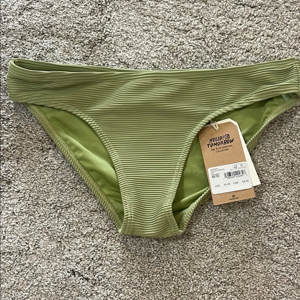 Billabong Green Ribbed Bikini Bottom. M